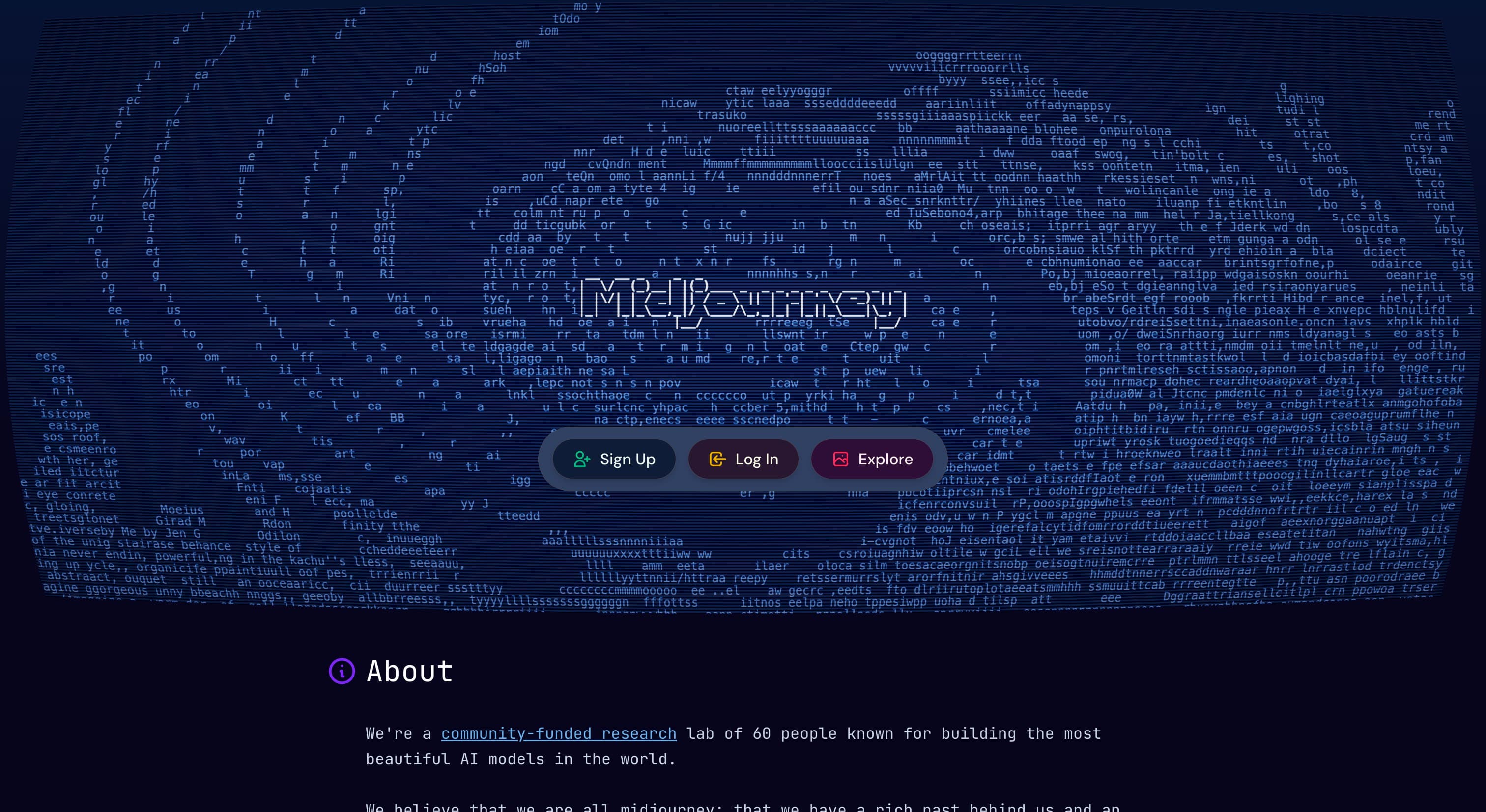 Landing page Midjourney - générateur d'images IA communautaire